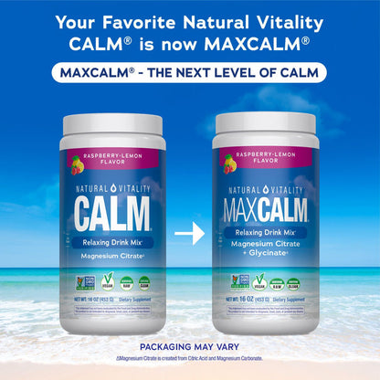 MAXCALM Powder Raspberry-Lemon, 16 oz (453 g) Powder